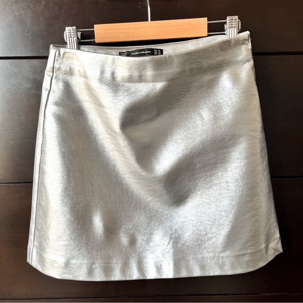 Zara foil/metallic silver skirt
